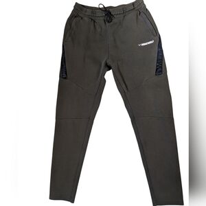 Squatwolf mens Warrior olive green joggers with faux leather trim XL